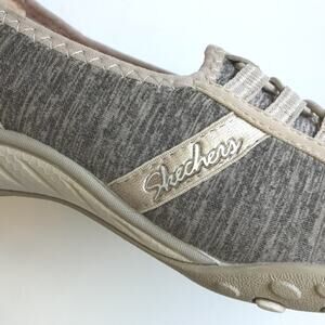 Skechers Breathe Easy Good Life Slip On Tan Patent Marled Gray Comfort Shoe 7